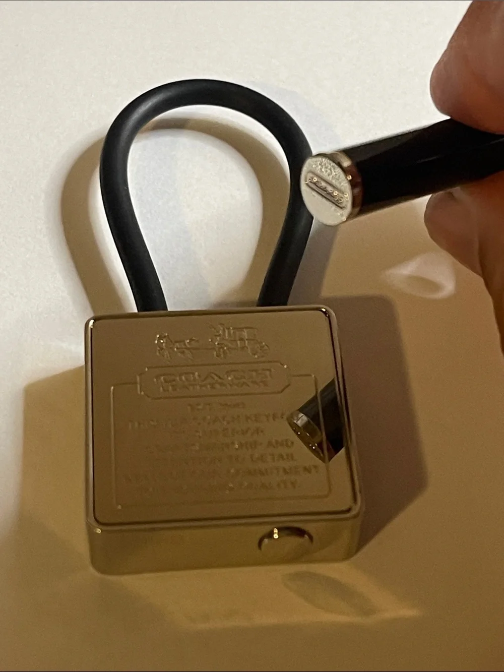 Coach Silver Padlock Keyring with Black Coach Pen